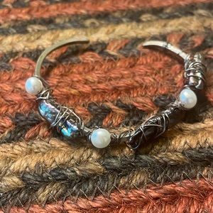 SS wired pearls cuff bracelet